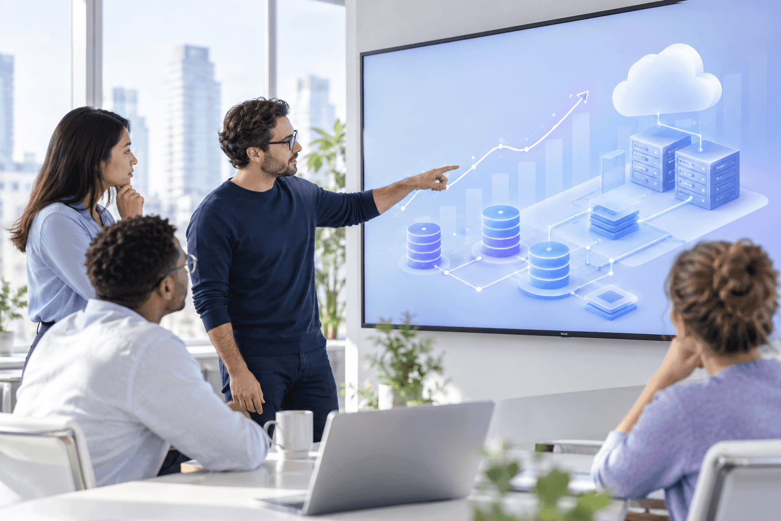 Technology team reviewing a platform scaling plan